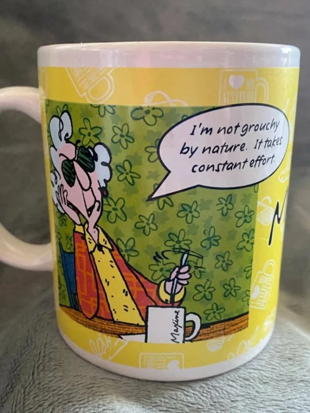 Hallmark Maxine Coffee Cup Mug Grouchy By Nature Breakfast in bed